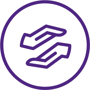 Purple hands icon