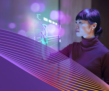 Business woman working on screen