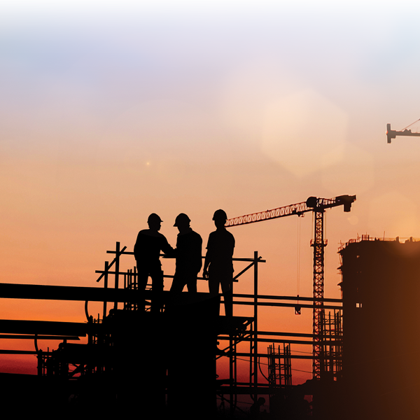 silhouette of engineer and construction team working at sit