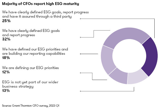 Majority of CFO's report high ESG maturity